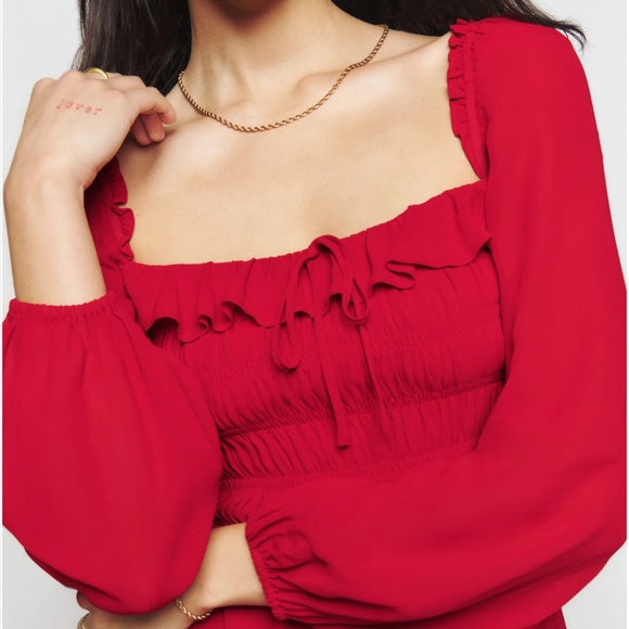 ❤️ Reformation Morris Dress - Cherry - Picture 3 of 8